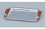 Stainless Steel Tray with Leather Strap Handles at The Silver Peacock Inc