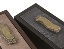 Contemporary Leather Box with Brass Handle at  The Silver Peacock Inc