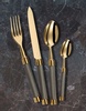 Alain Saint Joanis Grey and Gold Cutlery Set at The Silver Peacock Inc - Gold Flatware