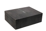 Dark Gray Shagreen Box at the Silver Peacock Inc - Leather Desk Accessories
