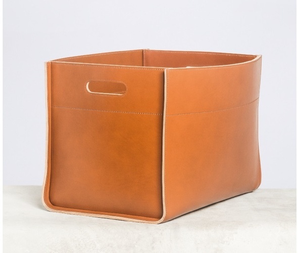 Faux Leather Laundry Hamper at The Silver Peacock Inc