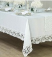Plain White Tablecloth with Lace Border - Custom Tablecloth at The Silver Peacock Inc