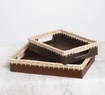 Leather Tray with Woven Wicker Edges at The Silver Peacock Inc