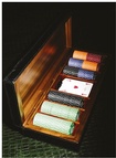 Leather Covered Wooden Poker Box at The Silver Peacock Inc