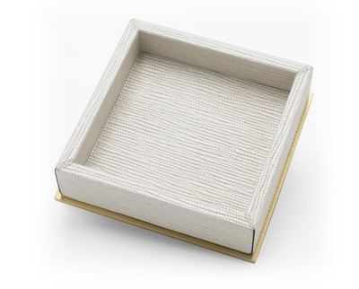 Square Valet Tray With Brass Trim - Waterproof Leather Accessories at the Silver Peacock Inc