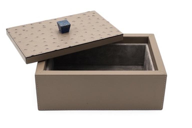 Rectangular leather trinket or bathroom vanity box - Waterproof Leather Accessories at The Silver Peacock Inc