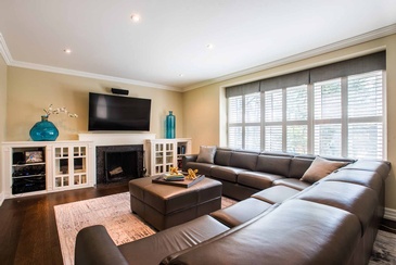 Contemporary Family Room and Wall Unit - Interior Decorating Services Oakville ON by Parsons Interiors Ltd.