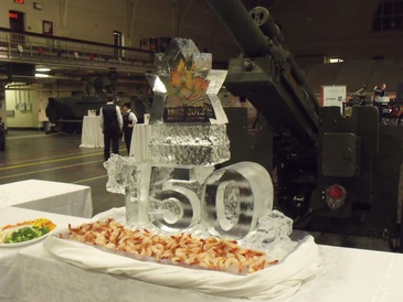 Corporate Ice Logo Sculpture Food Display by Festive Ice Sculptures
