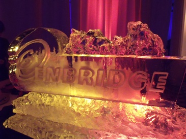 Lighted Corporate Ice Logo design by The Ice Guy at Festive Ice sculptures in London, Ontario