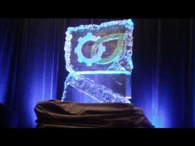 Centerpiece made from crystal clear ice