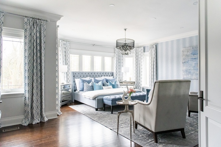 Beautiful Blue Bedroom - Stouffville Bedroom Renovations by Royal Interior Design Ltd
