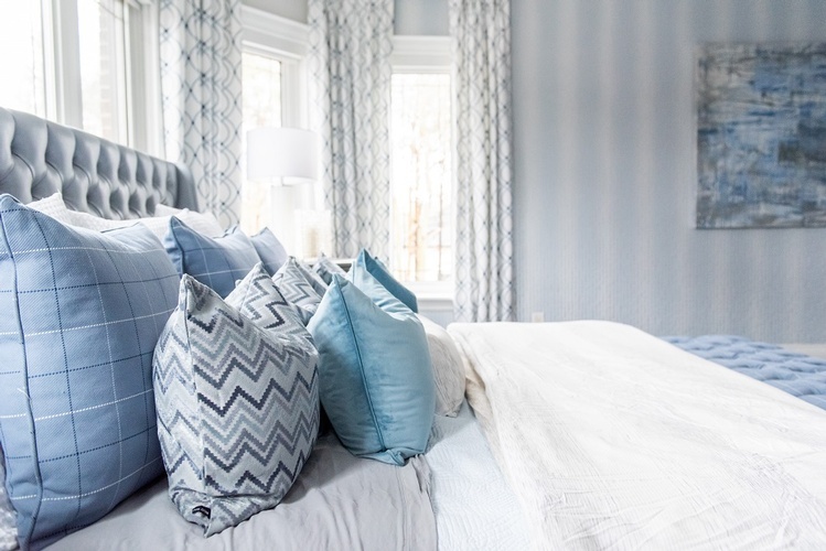 Throw Pillows on Bed - Bedroom Renovation Vaughan by Royal Interior Design Ltd
