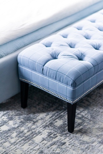 Blue Bed End Bench - Bedroom Renovations Aurora by Royal Interior Design Ltd