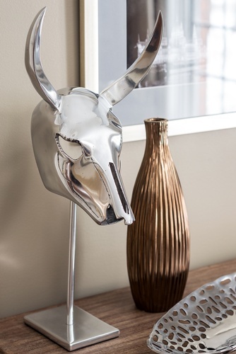 Metallic Bull Head on Accent Table - Markham Bedroom Renovation Services by Royal Interior Design Ltd