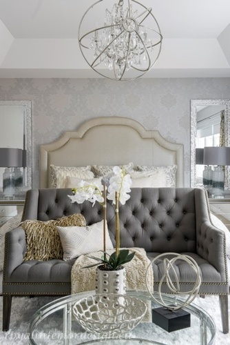 Decorative accents on Coffee Table - Aurora Bedroom Decor by Royal Interior Design Ltd