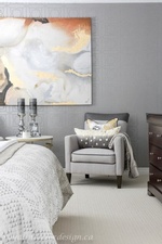 Grey Accent Chair with Throw Pillows - Bedroom Renovations Richmond Hill by Royal Interior Design Inc