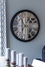 Silver Mirrored Wall Clock - Kitchen Renovation Markham by Royal Interior Design Ltd