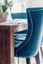 Blue Velvet Dining Chair - Kitchen Renovations Richmond Hill by Royal Interior Design Ltd