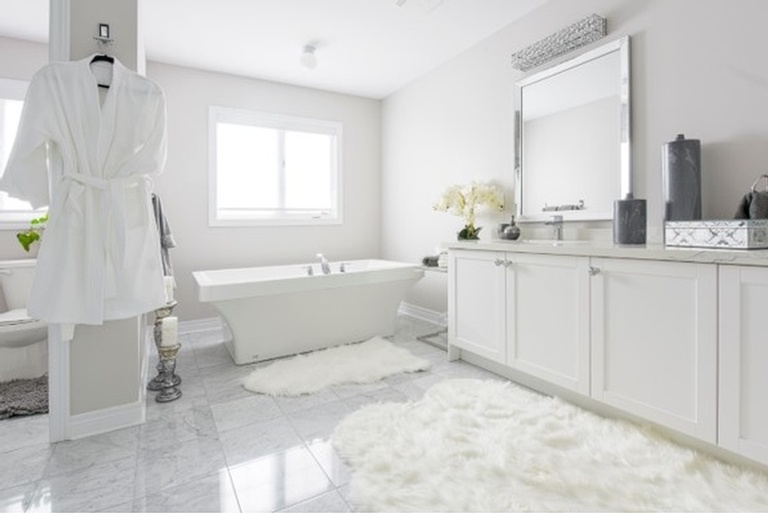 Elegant White Bathroom Renovations Aurora by Royal Interior Design Ltd