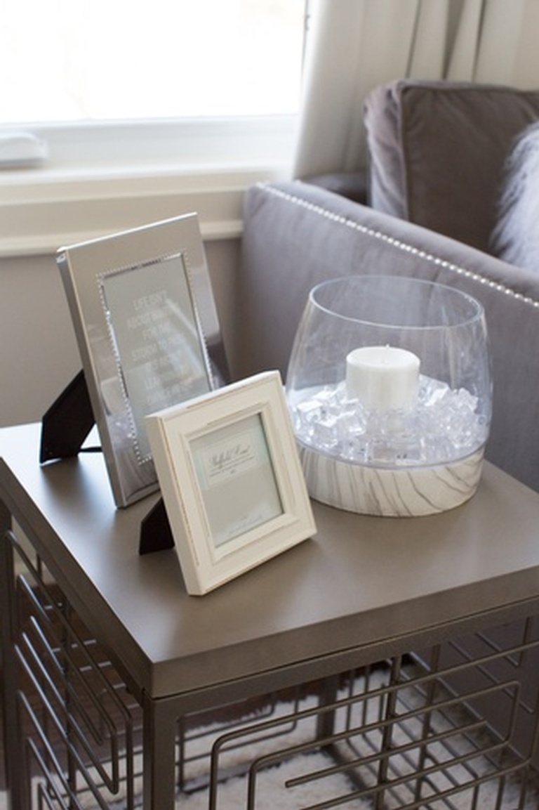 Side Table with Photo Frames and Candle Holder - Bedroom Renovations Newmarket by Royal Interior Design Ltd