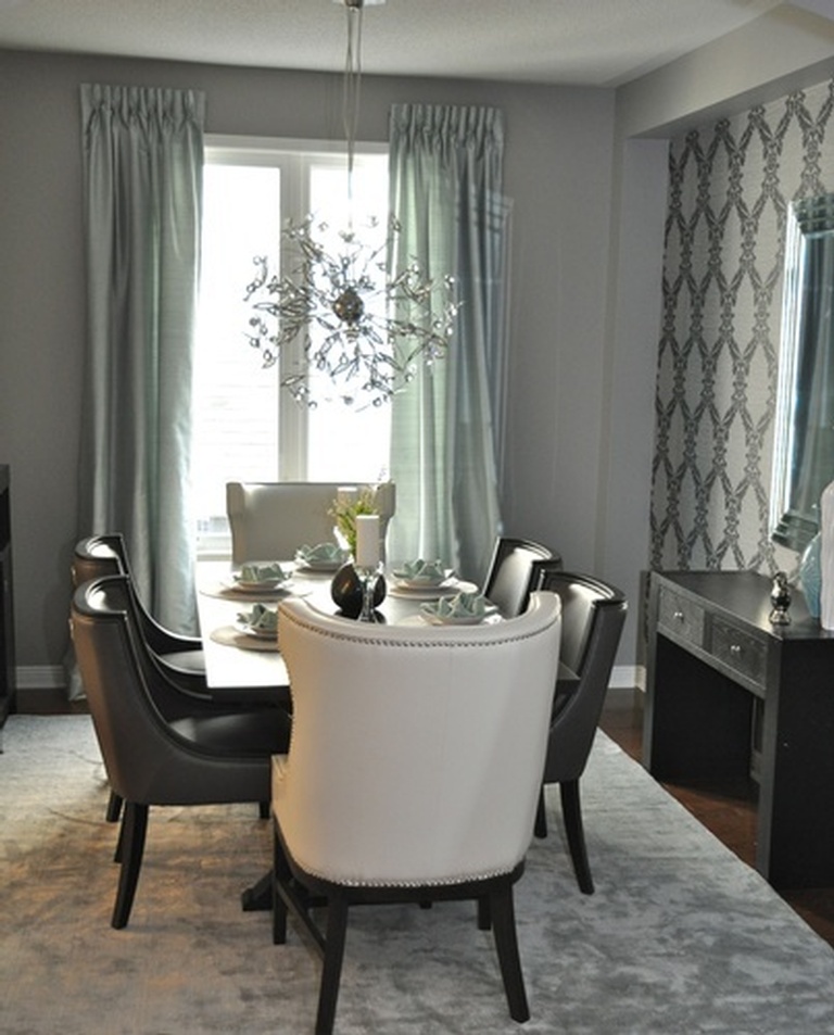 Elegant Baby Blue Dining Room Renovations Thornhill by Royal Interior Design Ltd