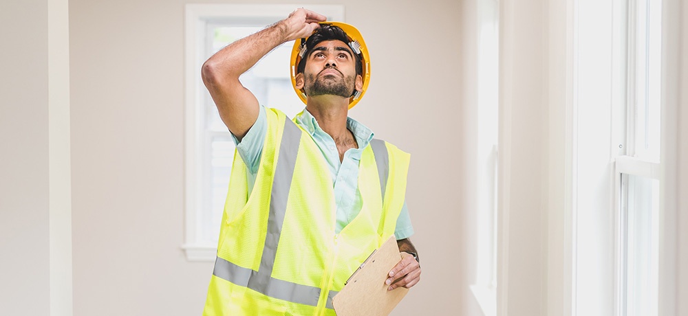 A home inspector inspecting a modern property