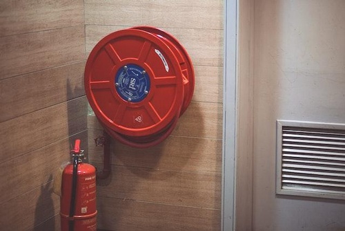 close-up of fire extinguisher
