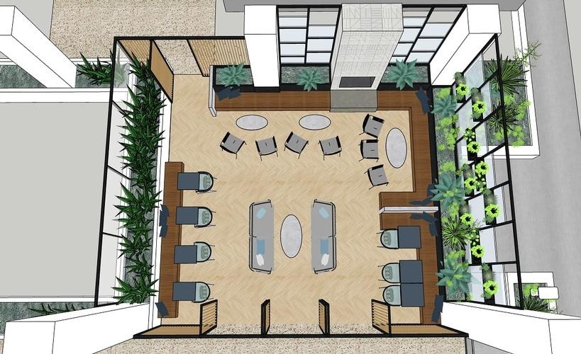 Interior Design Plan for Aroma Di Roma by Commercial Interior Design Studio in Long Beach