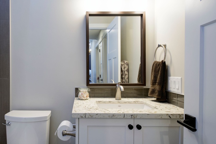 WHEN THE OLD SINK AND TOILET NEED A QUICK REPLACEMENT, HERE IS A NICE AND COMPACT PRE-MADE VANITY, IT COMES WITH COUNTERTOP AND SINK, VERY CONVENIENT FOR A QUICK  BATHROOM TRANSFORMATION.