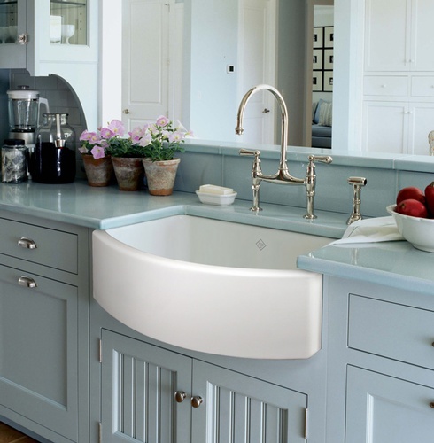 White Kitchen Sink Design by Old Castle Home Design Center