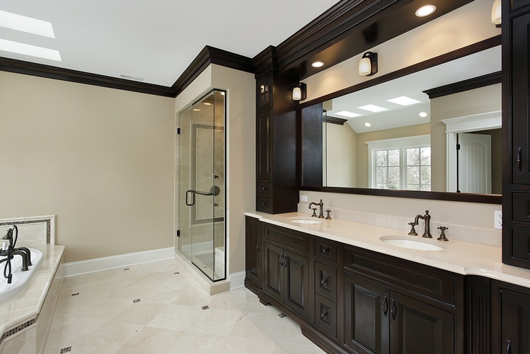Mirrored Bathroom Vanity Cabinets Design by Old Castle Home Design Center