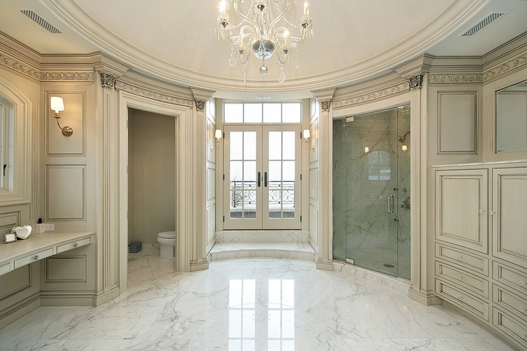 Bathroom Marble Flooring by Old Castle Home Design Center