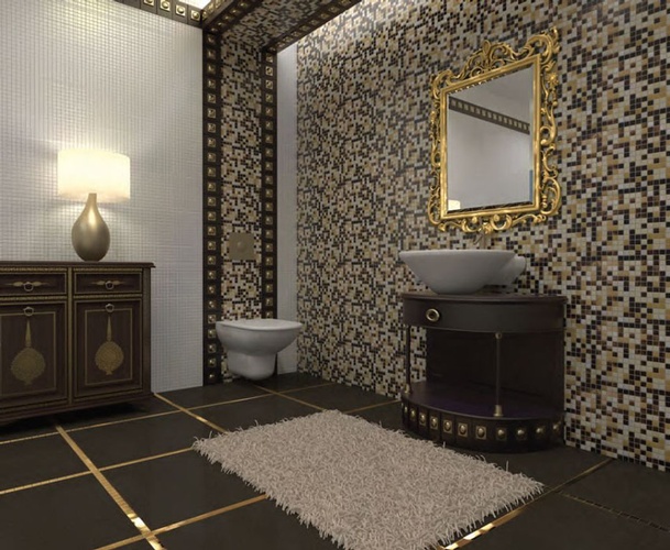 Mosaic Glass Tiles Design for Bathroom by Old Castle Home Design Center  in Atlanta