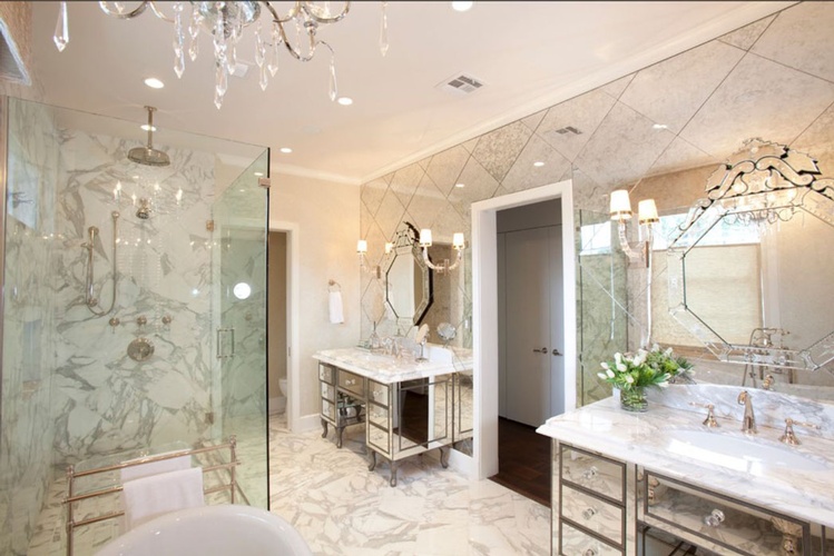 Natural Stone Bathroom designed by Old Castle Home Design Center 