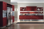 Red and White Kitchen Cabinets Atlanta - Old Castle Home Design Center