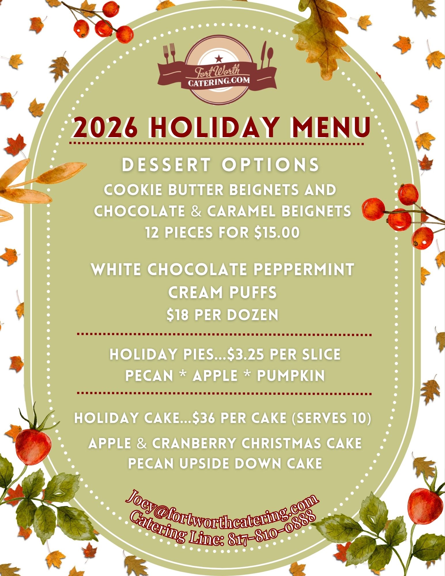 Holiday menu