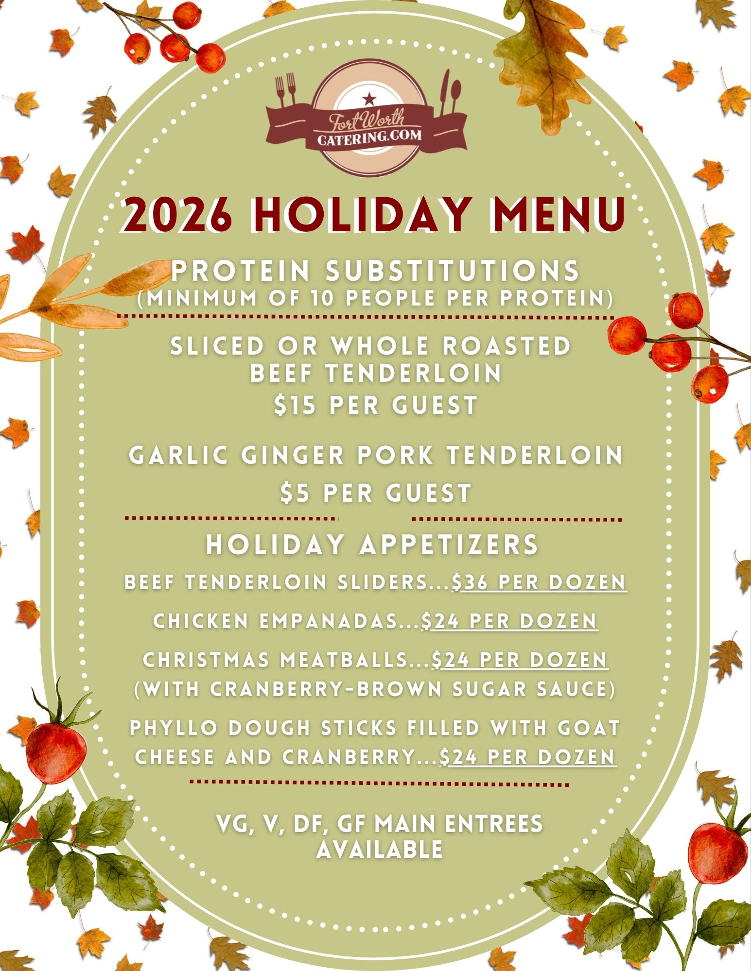 Holiday menu