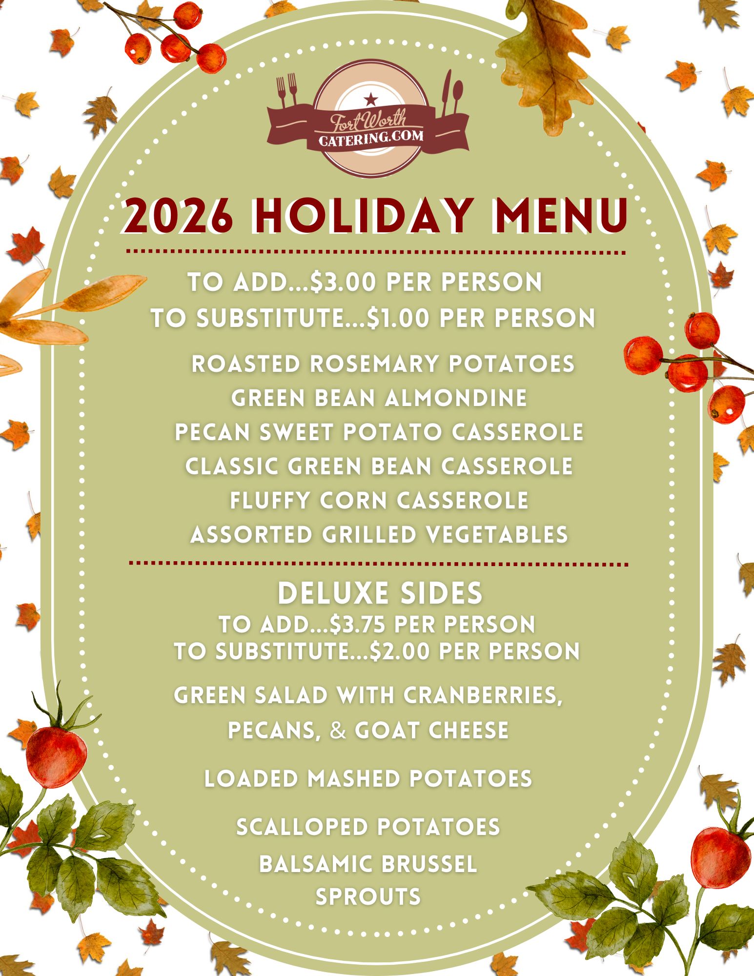 Holiday menu