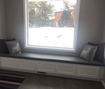 Cozy Window Couch with Throw Pillows - Interior Decorating Services Chelmsford by INTERIORS by NICOLE