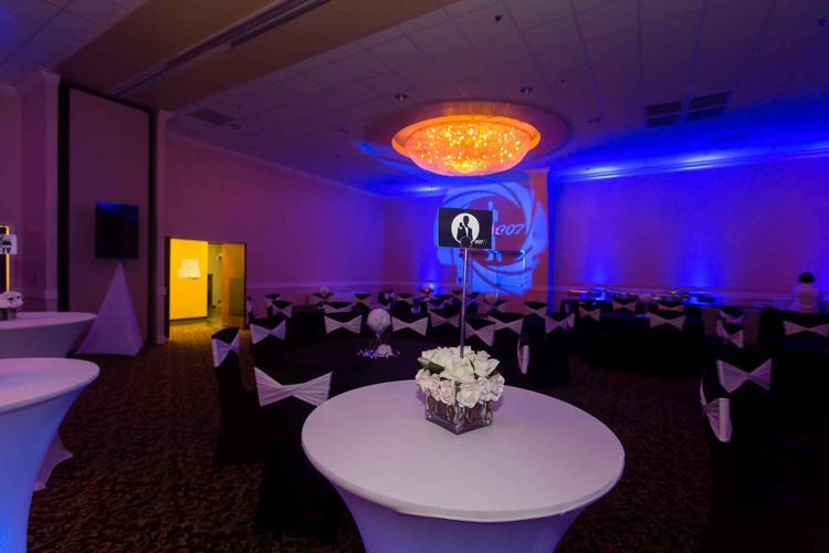 tables with colorful lighting and LED effects by Houston Event Planning