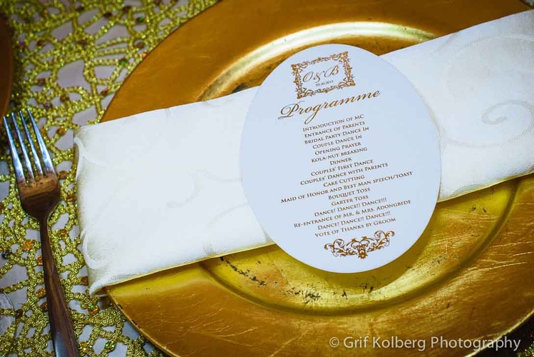 Wedding programme for guests at the wedding done by Houston Event Planning