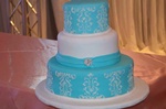 Quinceañera cake with cascading flowers and decorations done by Houston Event Planning
