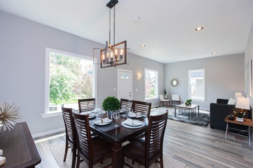 Transitional Dining Room Design by Poetically Featured Properties - Home Staging Company Seattle Washington