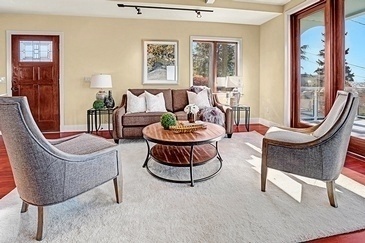 Transitional Living Area Design by Interior Decorator Seattle WA - Poetically Featured Properties