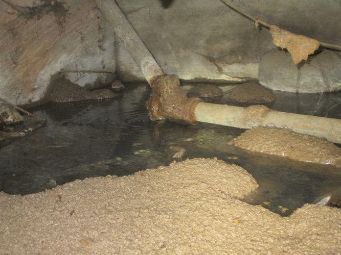 Sewer line in the crawl space