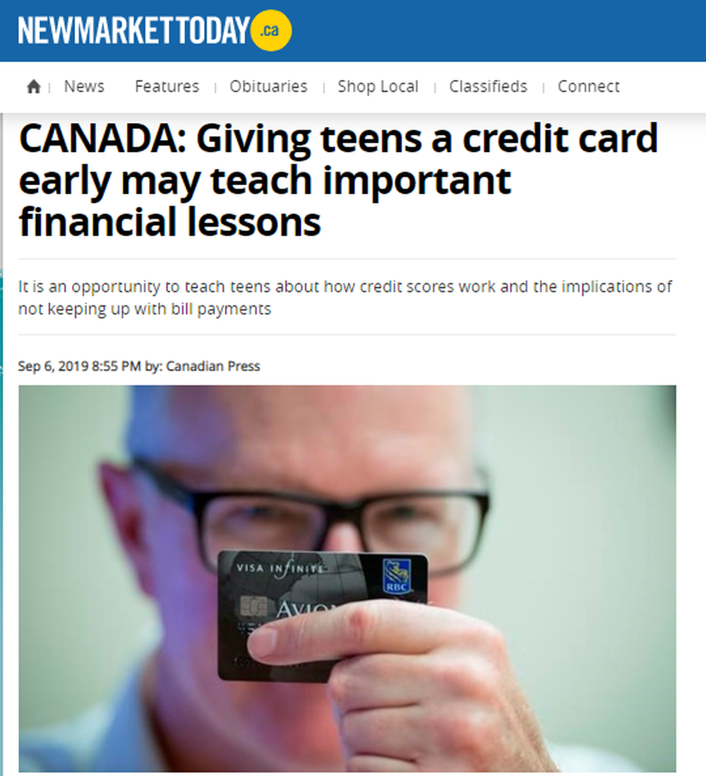 CANADA  Giving teens a credit card early may teach important financial lessons - NewmarketToday ca.png