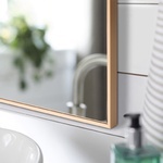 Wall Mounted Mirror - Buy Satin Gold Streamline Metal Mirror at In Style Furniture Gallery
