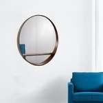 Buy Pear Finish Modern Round Mirror with Shelf Online at In Style Furniture Gallery