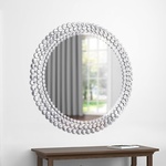 Buy Round Contemporary Bling mirror framed in glass beads at In Style Furniture Gallery