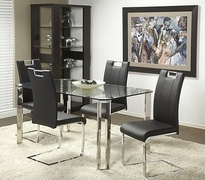 Buy Rectangular dining table with cut out corners and stainless steel legs at In Style Furniture Gallery